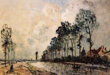  Canal Kunst - Der Oorcq Canal Aisne Impressionismus Johan Barthold Jongkind Szenerie